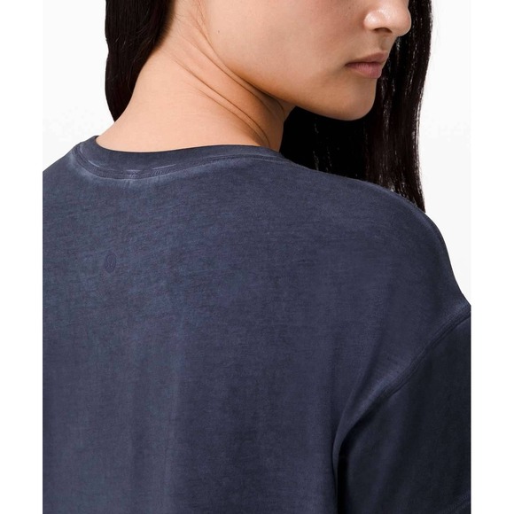 LULULEMON Cates Tee Womens 6 Blue Short Sleeve Cropped Pima Cotton T Shirt - Picture 4 of 14